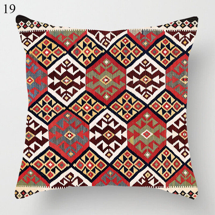 Etnisk Boho Mandala Trykk Lin Kasteputeveske Sofapute Dekorasjon# Luvikno
