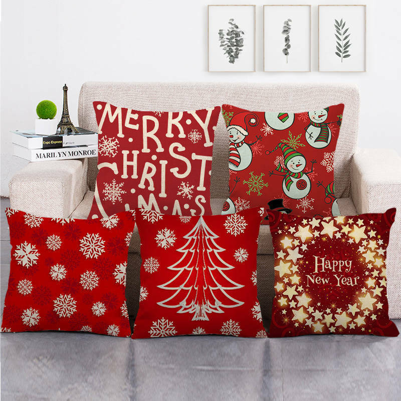 18" Cojines Merry Xmas Sofa Pute Deksel Tilbehør Hjem Sofa Dekor Putehylse Luvikno