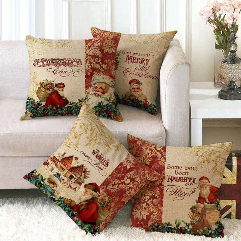 18" Cojines Merry Xmas Sofa Pute Deksel Tilbehør Hjem Sofa Dekor Putehylse Luvikno