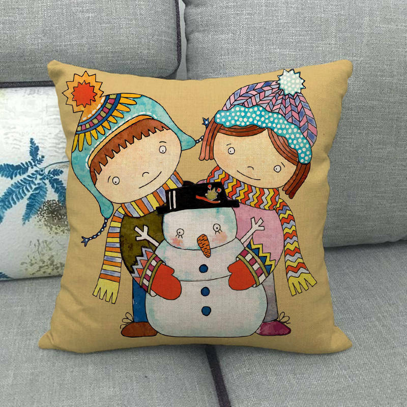 18" Cojines Merry Xmas Sofa Pute Deksel Tilbehør Hjem Sofa Dekor Putehylse Luvikno