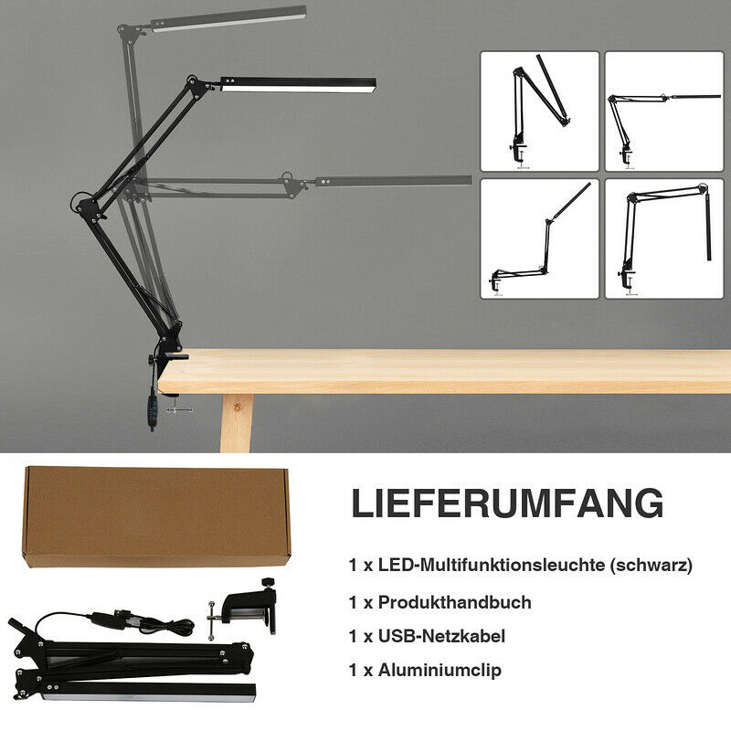 LED Skrivebordslampe Klemme Lys Dimmbar 10W | Luvikno
