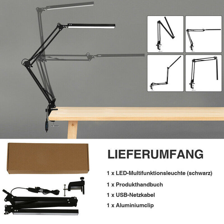 LED Skrivebordslampe Klemme Lys Dimmbar 10W | Luvikno