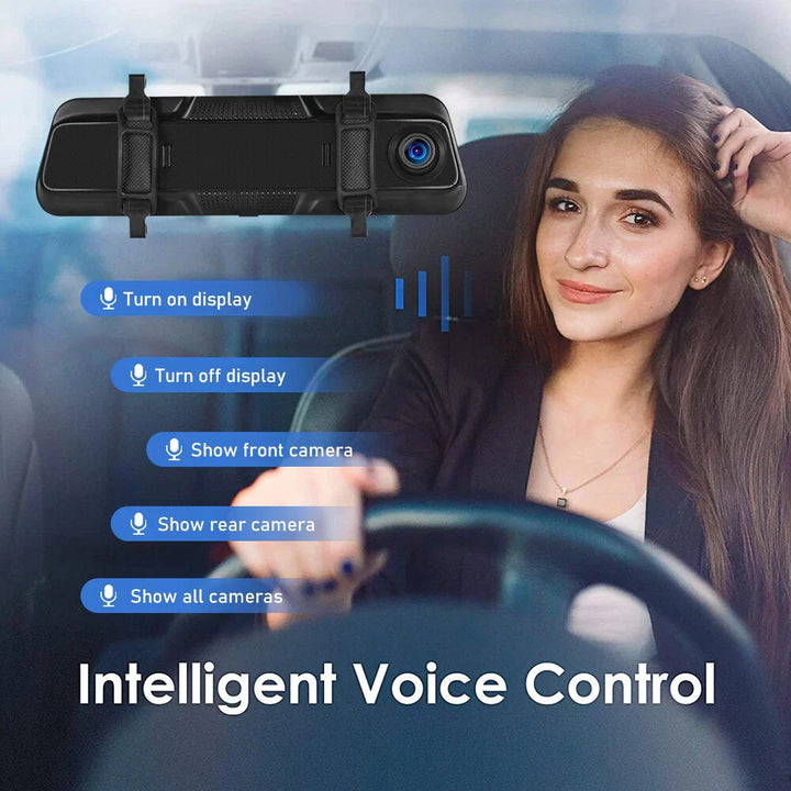 Luvikno | Bakhjulsspeil Dash Cam 4K Front & Bak | CarPlay & Smart Kjøreassistent
