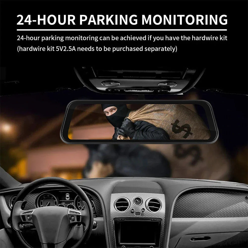 Luvikno | Bakhjulsspeil Dash Cam 4K Front & Bak | CarPlay & Smart Kjøreassistent