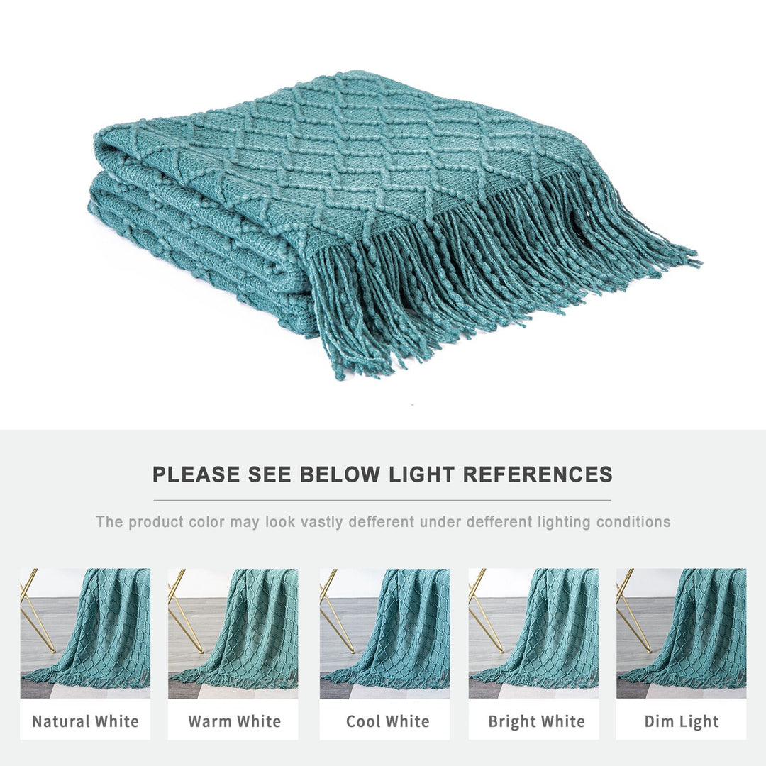 Boho Strikket Teppe Kast Frynse Rutete Reise Teppe Store Tepper For Sofa Seng Luvikno