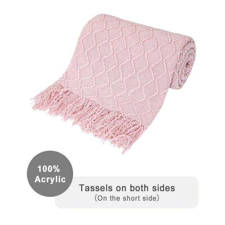 Boho Strikket Teppe Kast Frynse Rutete Reise Teppe Store Tepper For Sofa Seng Luvikno