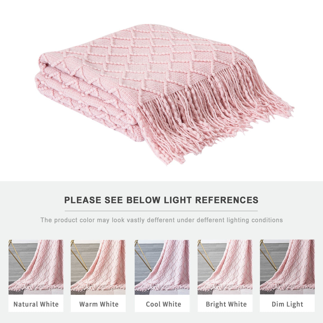 Boho Strikket Teppe Kast Frynse Rutete Reise Teppe Store Tepper For Sofa Seng Luvikno