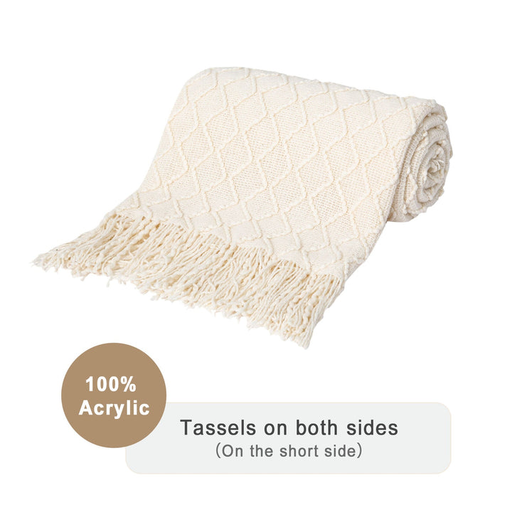 Boho Strikket Teppe Kast Frynse Rutete Reise Teppe Store Tepper For Sofa Seng Luvikno