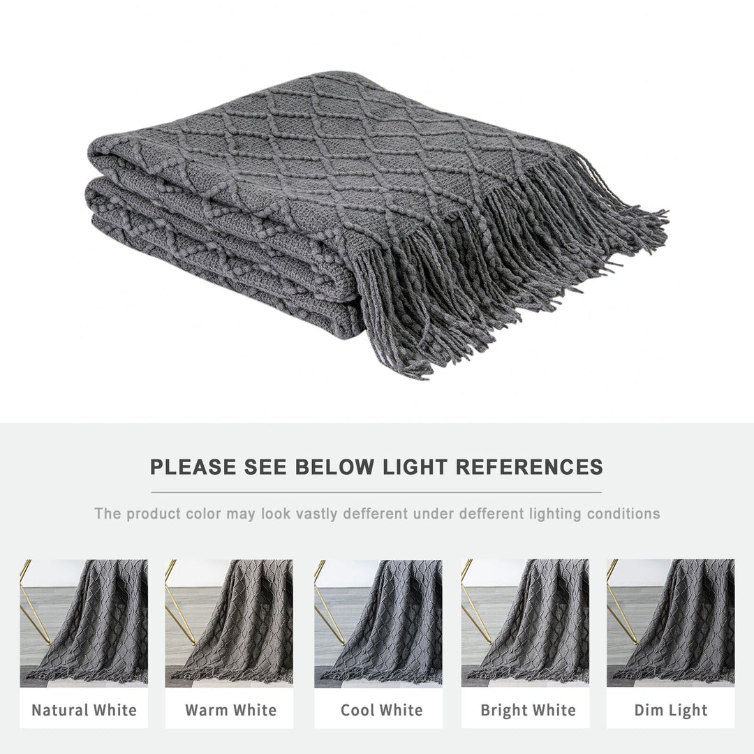 Boho Strikket Teppe Kast Frynse Rutete Reise Teppe Store Tepper For Sofa Seng Luvikno