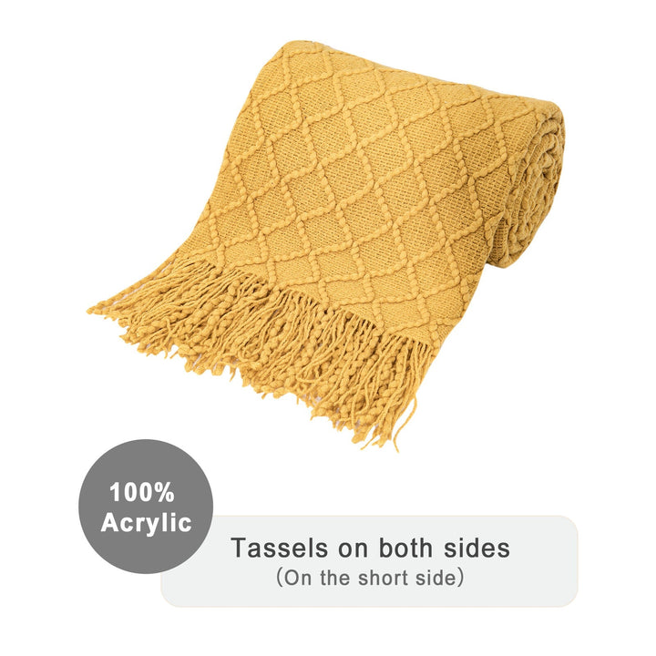 Boho Strikket Teppe Kast Frynse Rutete Reise Teppe Store Tepper For Sofa Seng Luvikno