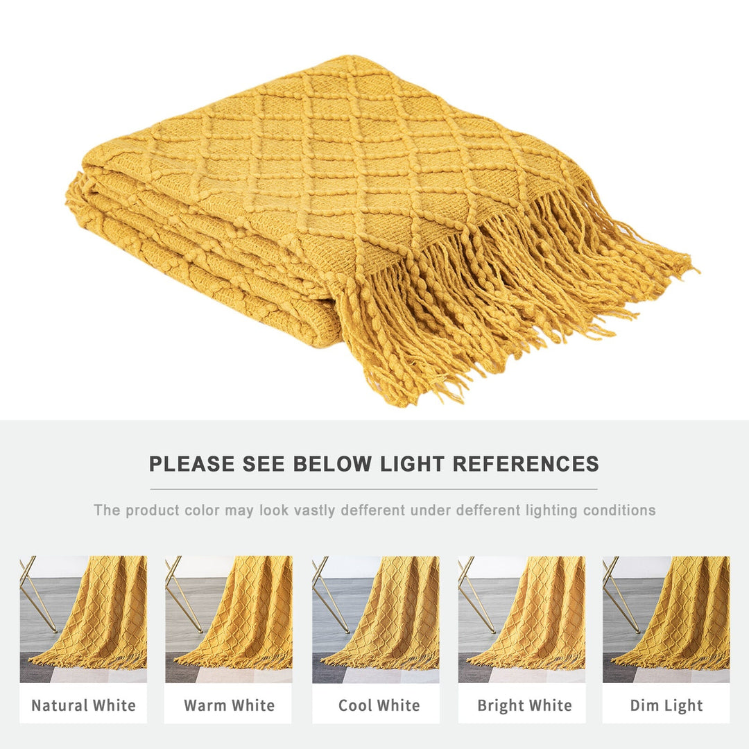 Boho Strikket Teppe Kast Frynse Rutete Reise Teppe Store Tepper For Sofa Seng Luvikno