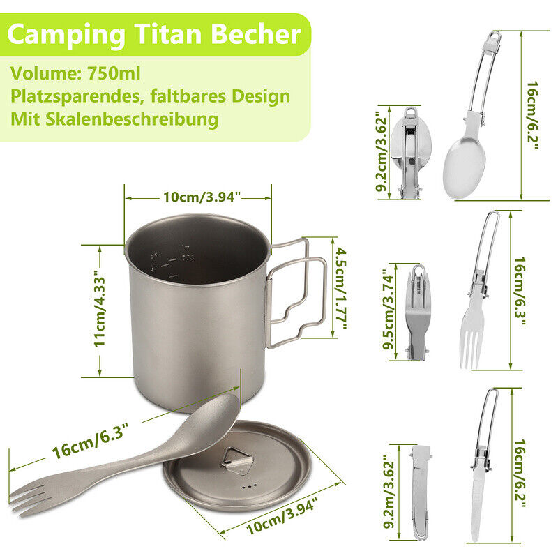Titan Cup Set med Bestikk Gafler & Skjeer Campingkopper | Luvikno