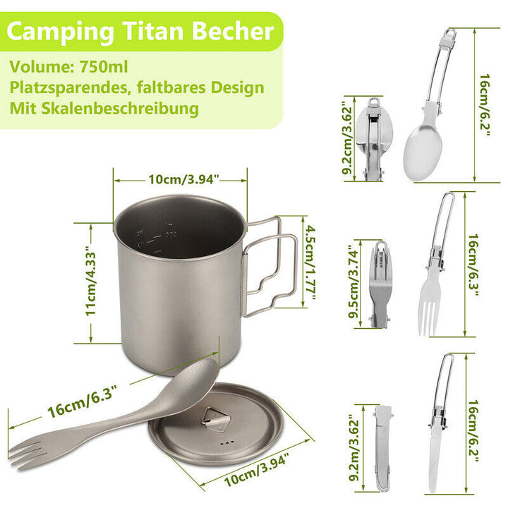 Titan Cup Set med Bestikk Gafler & Skjeer Campingkopper | Luvikno