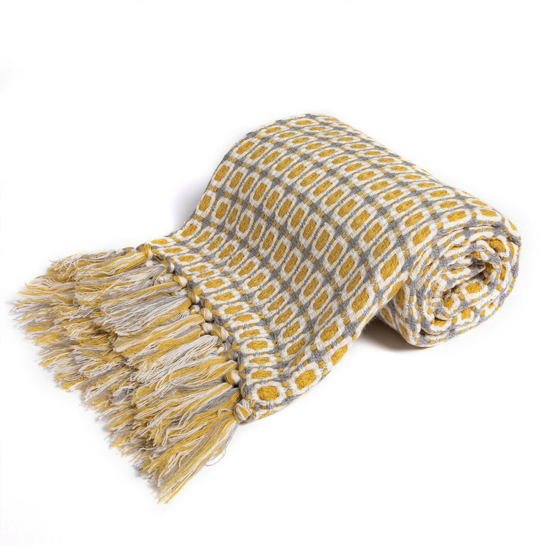 Boho Strikket Teppe Kast Frynse Rutete Reise Teppe Store Tepper For Sofa Seng Luvikno