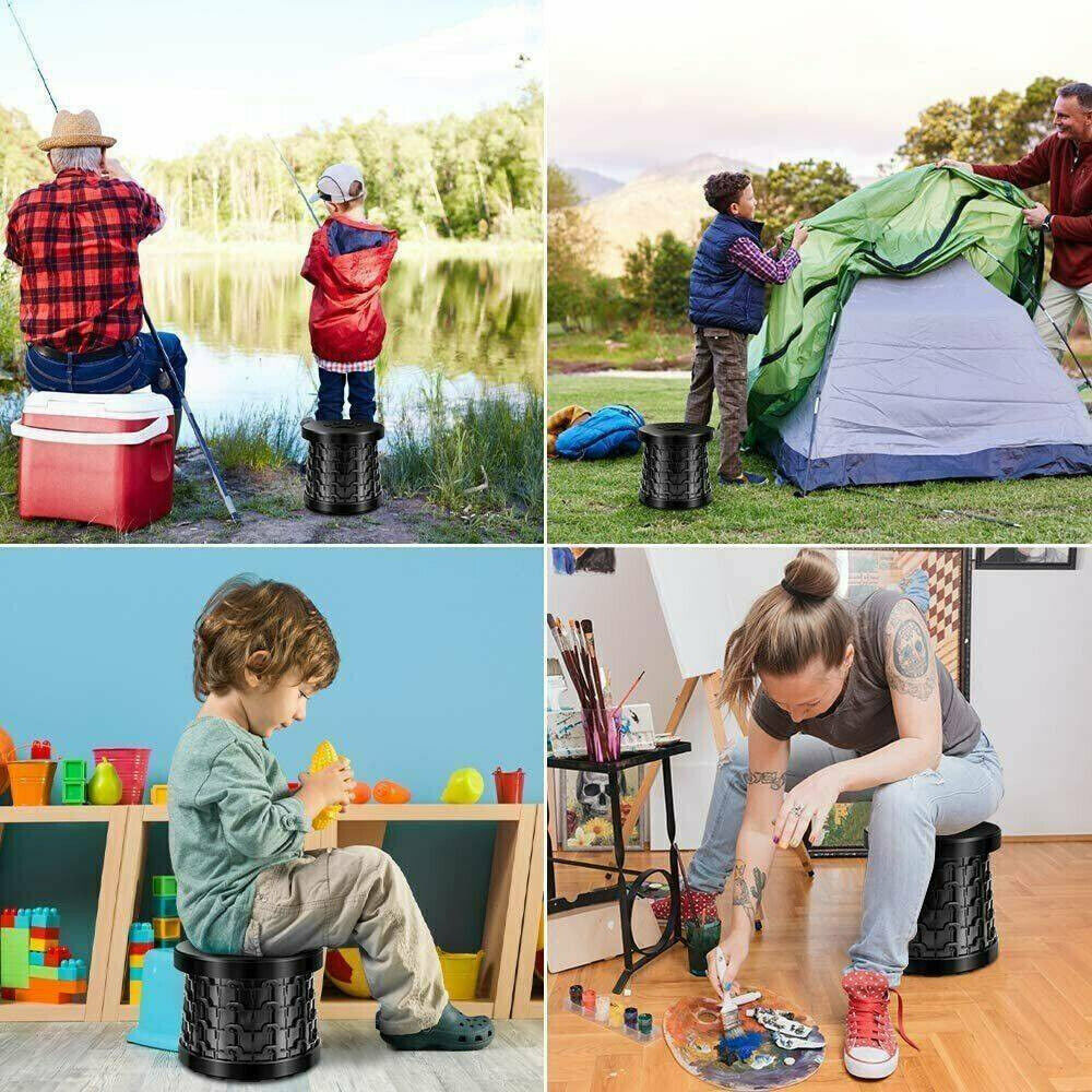 Folding Stool Seat Portable Retractable Telescopic Camping Fishing Travel Chairs Luvikno