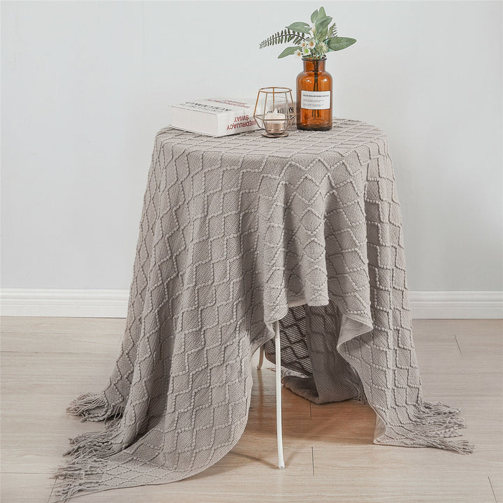 Boho Strikket Teppe Kast Frynse Rutete Reise Teppe Store Tepper For Sofa Seng Luvikno