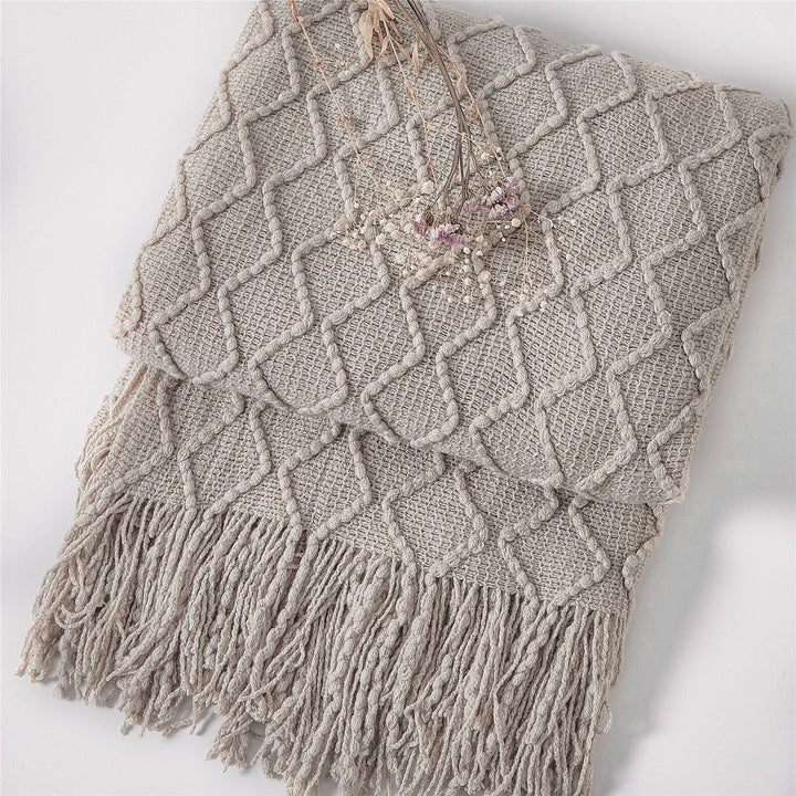 Boho Strikket Teppe Kast Frynse Rutete Reise Teppe Store Tepper For Sofa Seng Luvikno
