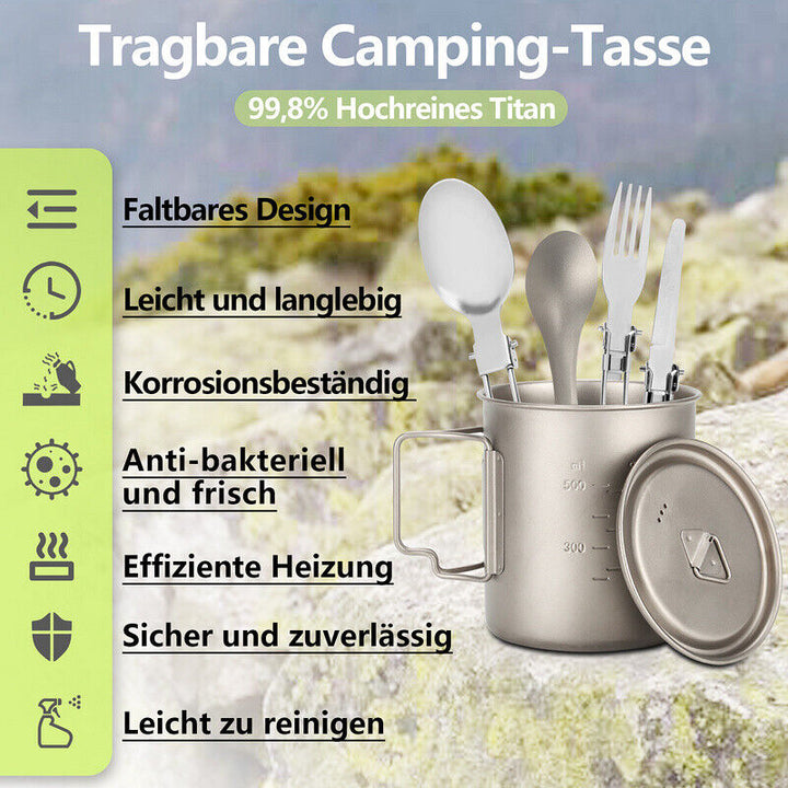 Titan Cup Set med Bestikk Gafler & Skjeer Campingkopper | Luvikno