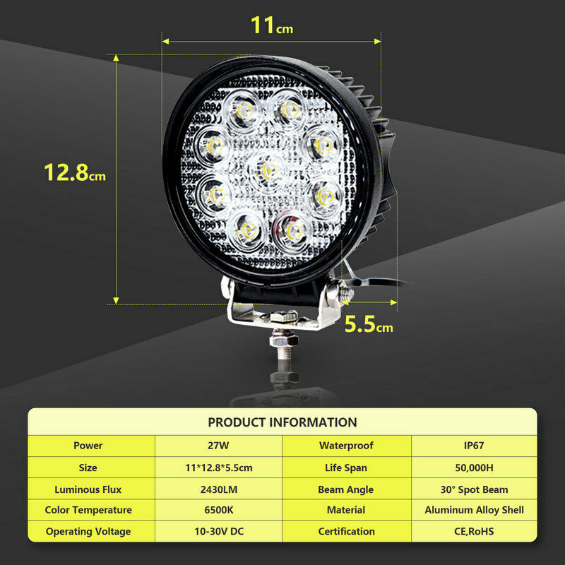 LED Arbeidslys 6X 27W Spotlight | Luvikno