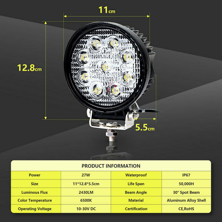 LED Arbeidslys 6X 27W Spotlight | Luvikno