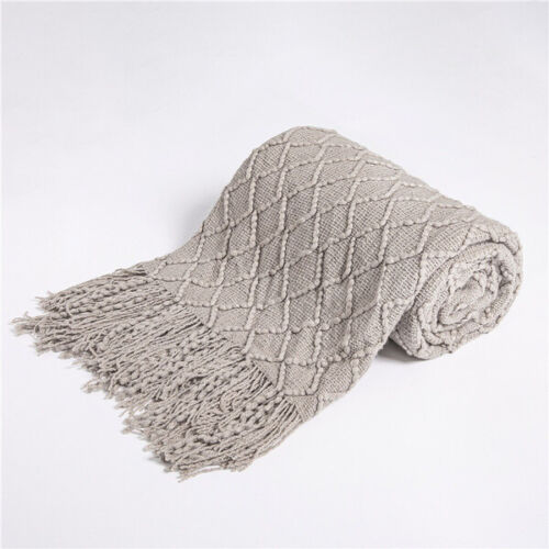 Boho Strikket Teppe Kast Frynse Rutete Reise Teppe Store Tepper For Sofa Seng Luvikno