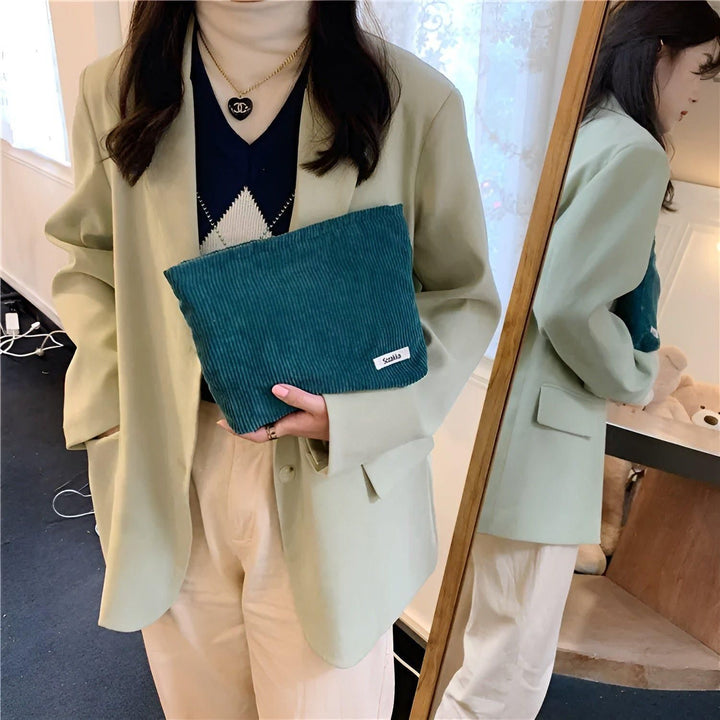CorduroyGlam Bag - Cord Romslig Organiseringsveske for Kosmetikk | Luvikno