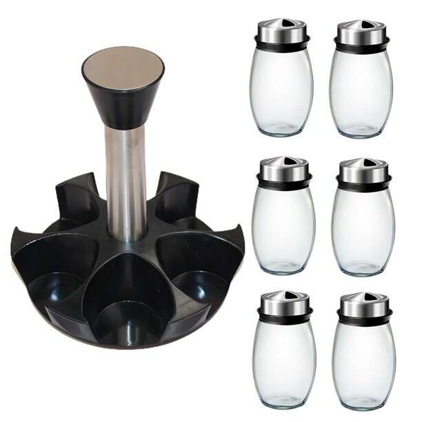6Pcs Krydderi Krukke Stativ 360 Rotasjon Luvikno