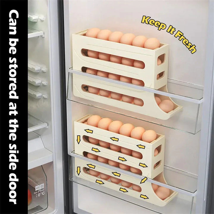 Scrollende Egg Rack Holder Plassbesparende Egg Lagringsboks | Luvikno