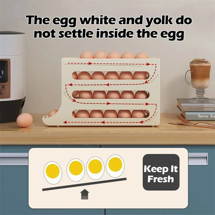 Scrollende Egg Rack Holder Plassbesparende Egg Lagringsboks | Luvikno