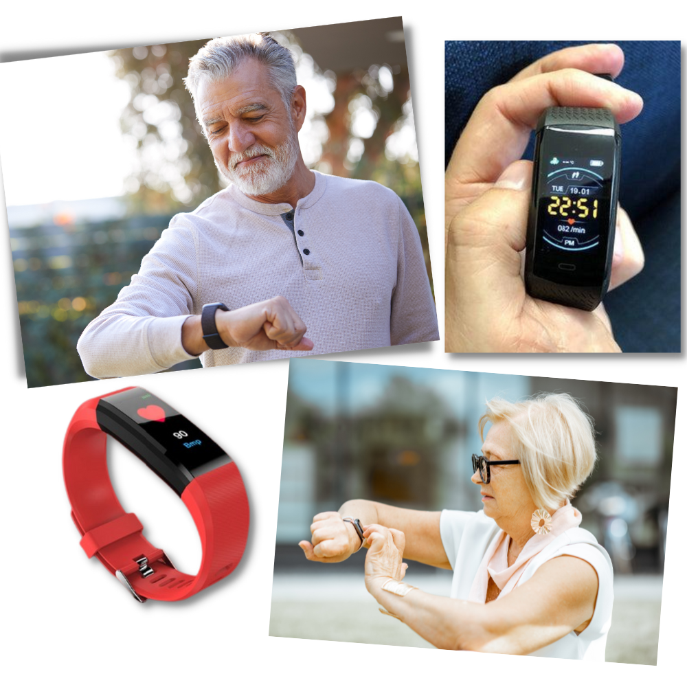 Senior Smartwatch med hjertefrekvens- og blodtrykksovervåking | Luvikno