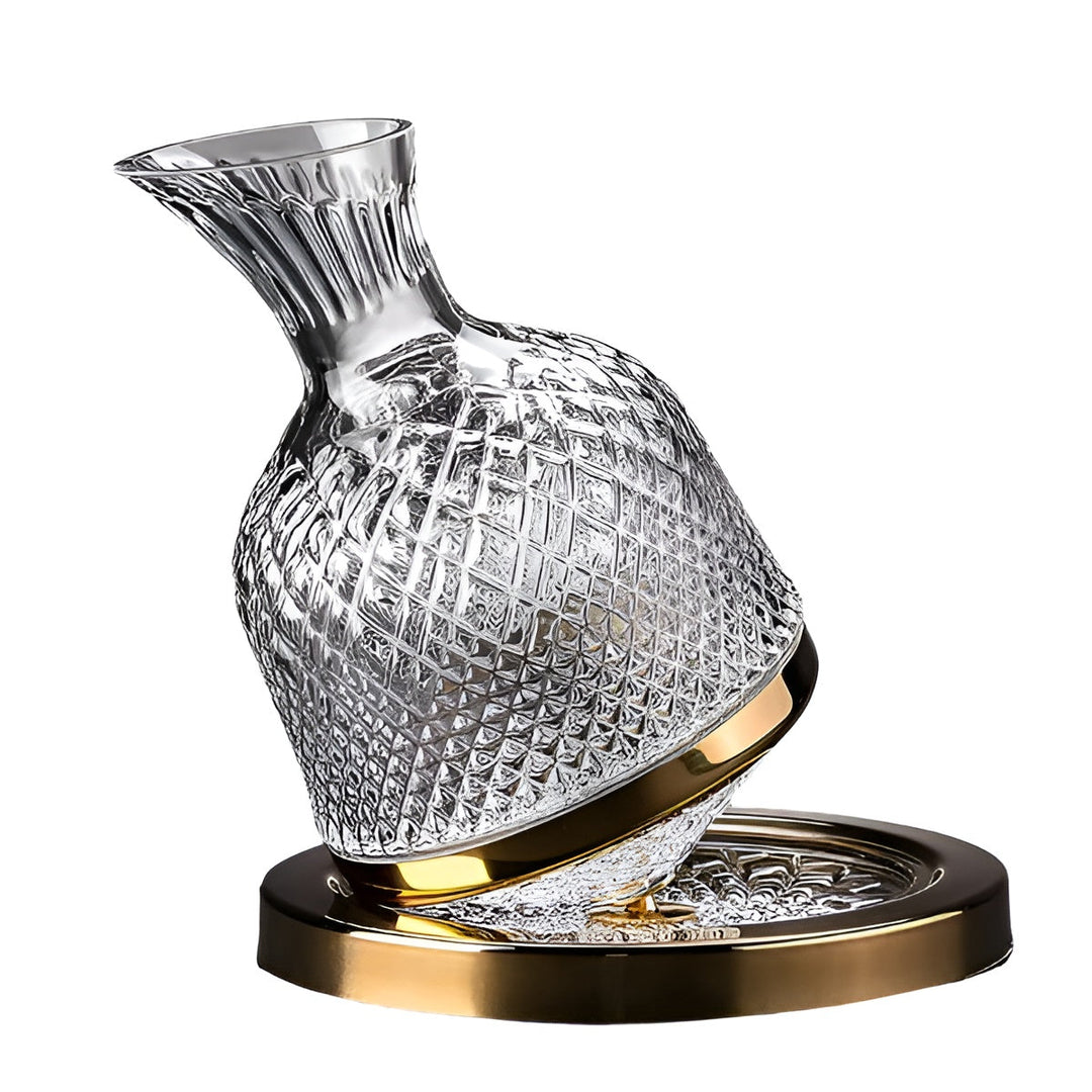 Krystall Glass Karaffel – 360° Rotérbar og Elegant | 1,5 L Vin og Drikke Dispenser | Luvikno