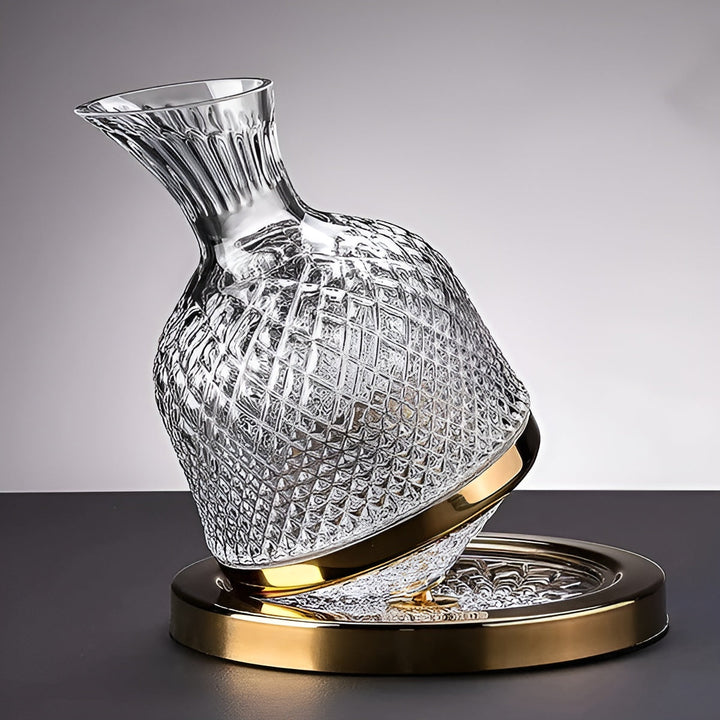 Krystall Glass Karaffel – 360° Rotérbar og Elegant | 1,5 L Vin og Drikke Dispenser | Luvikno