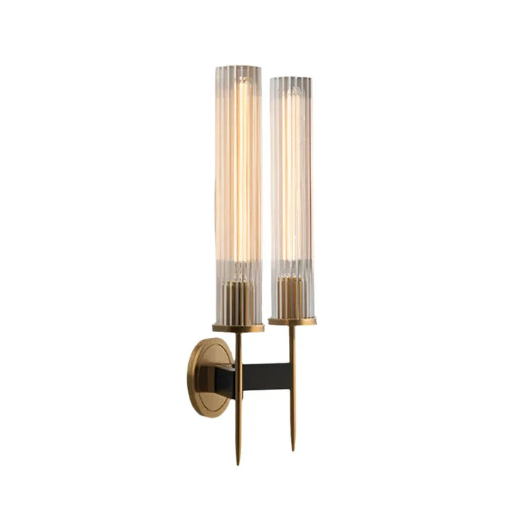 Luvikno | Möni | Moderne Vegglampe med Ribbete Glass og Messingfinish