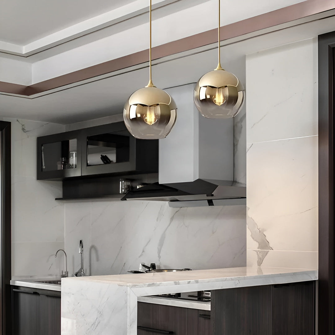 Industril Glass Pendel Lys med LED – Moderne & Dekorativ | Ideell for Kjøkken, Spisestuer & Barer | Luvikno