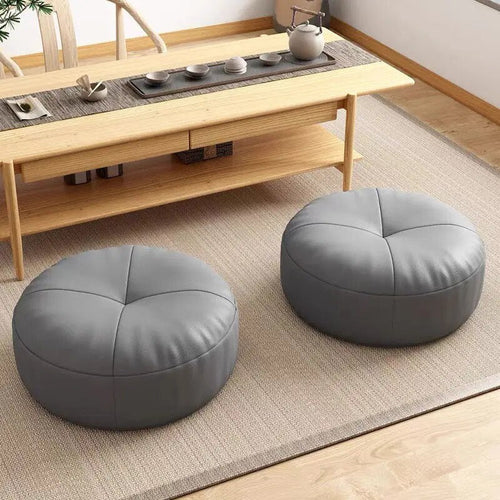 ZenCushion – Runde japanske setekuddeler laget av nappa-lær i Tatami-stil | Luvikno