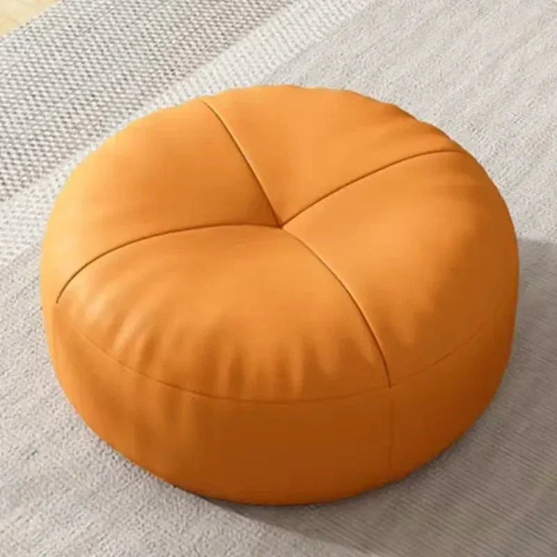 Zen Pute – Rund Japansk Sittepute laget av Nappa Skinn i Tatami Stil | Luvikno