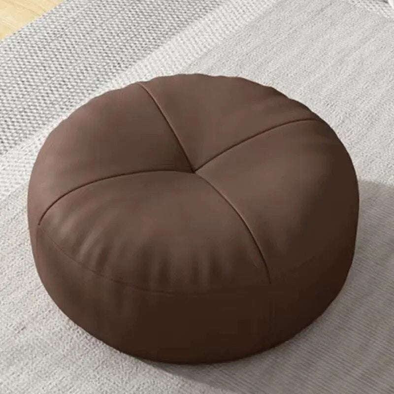 Zen Pute – Rund Japansk Sittepute laget av Nappa Skinn i Tatami Stil | Luvikno