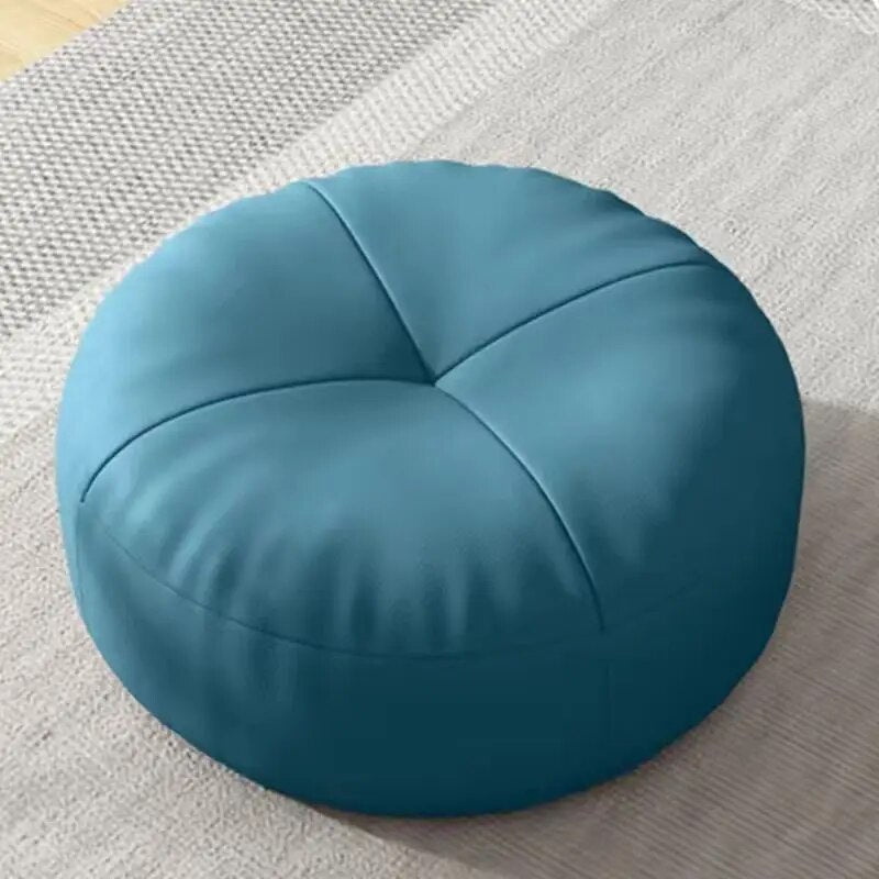 Zen Pute – Rund Japansk Sittepute laget av Nappa Skinn i Tatami Stil | Luvikno