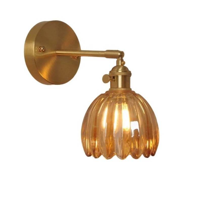 Vegglampe Vintage Glass Messing Sconse Luvikno