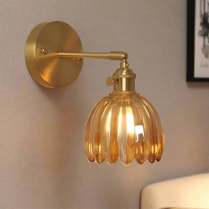 Vegglampe Vintage Glass Messing Sconse Luvikno