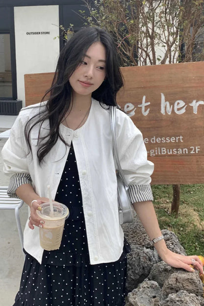 Luvik | Raidallinen Hihapatchwork Vapaa-ajan Takki