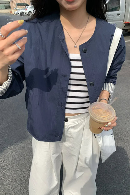 Luvik | Raidallinen Hihapatchwork Vapaa-ajan Takki