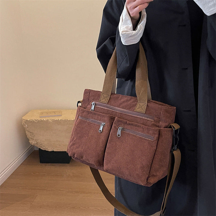 Ensfarget kordfløyels totebag | Luvikno
