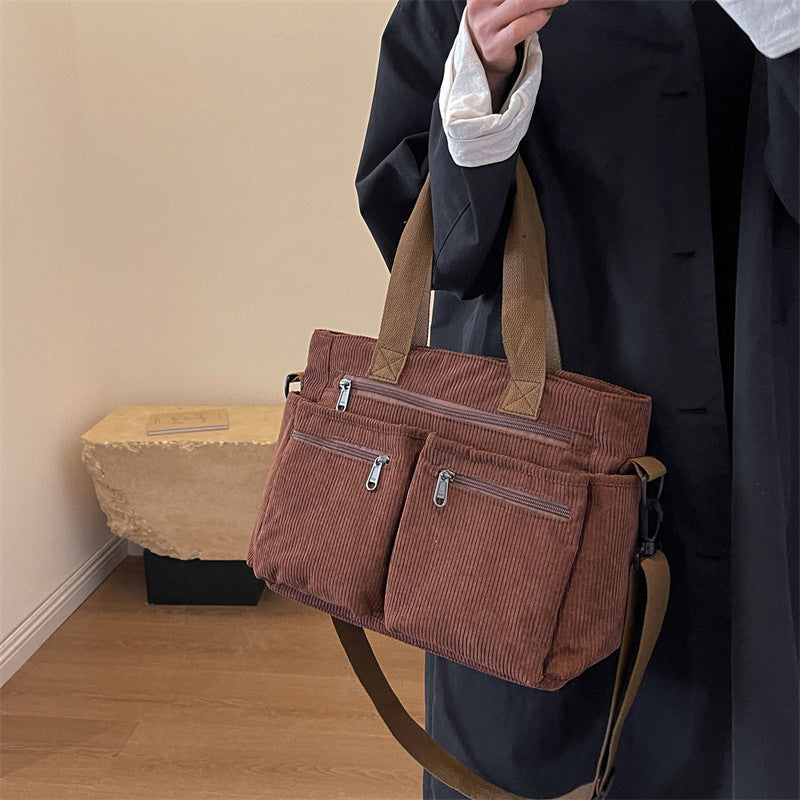 Ensfarget kordfløyels totebag | Luvikno