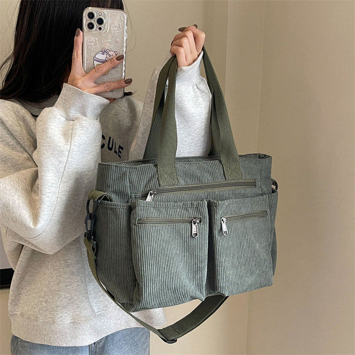 Ensfarget kordfløyels totebag | Luvikno