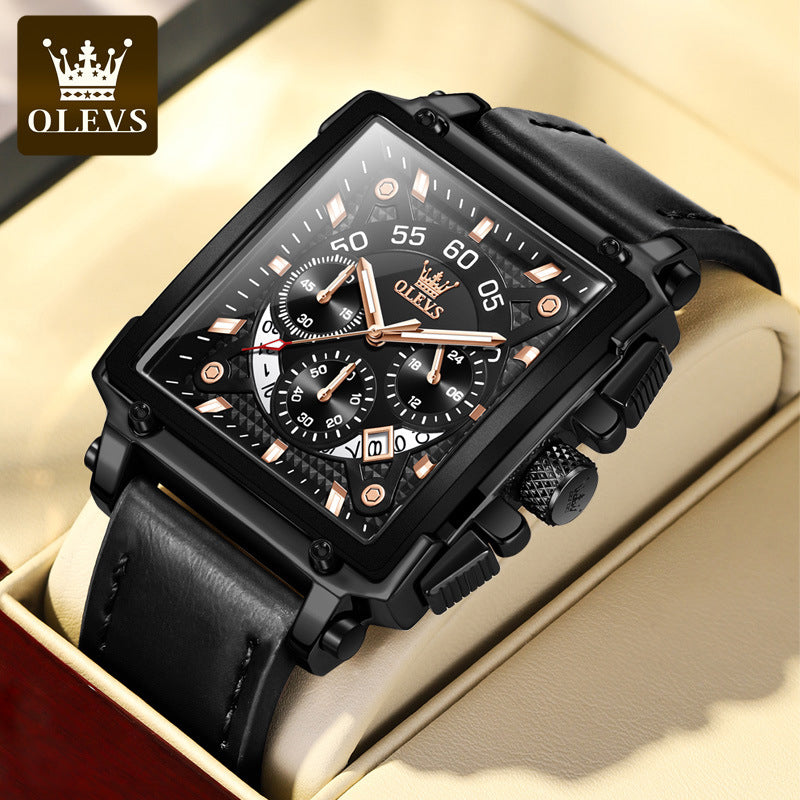 Olevs® Luminous Luxury Square Business Automatic Mechanical Watch | Luvikno
