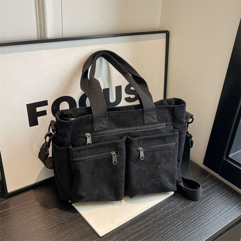 Ensfarget kordfløyels totebag | Luvikno
