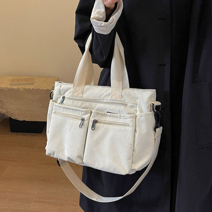 Ensfarget kordfløyels totebag | Luvikno