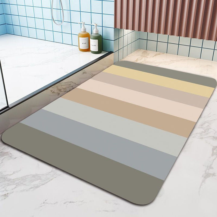 Non Slip Absorberende Stripete Gulvmatte, Hurtigtørkende Badbalconiteppe | Luvikno