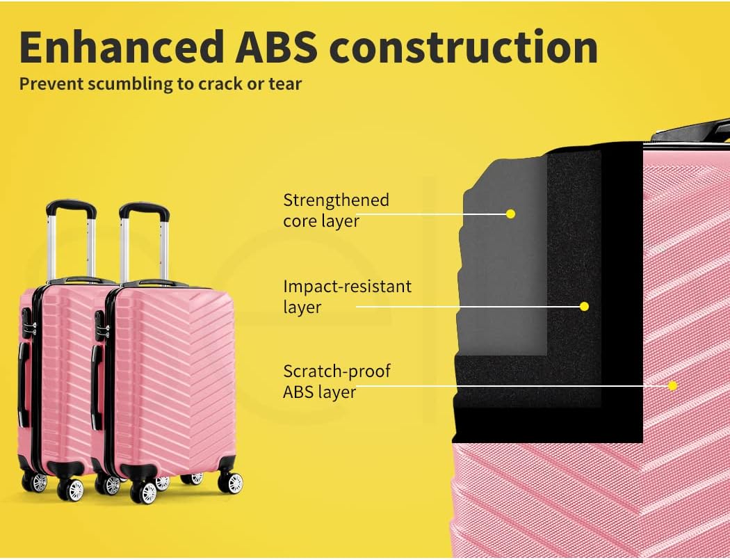 Hard Shell Carry-On Bagasje med Lås & Spinner Hjul – Rosemont | Luvikno